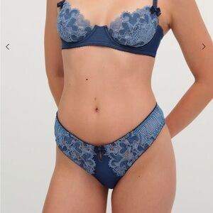 For Love and Lemons Denim Hearts high waisted Gingham Lace Panty Underwear